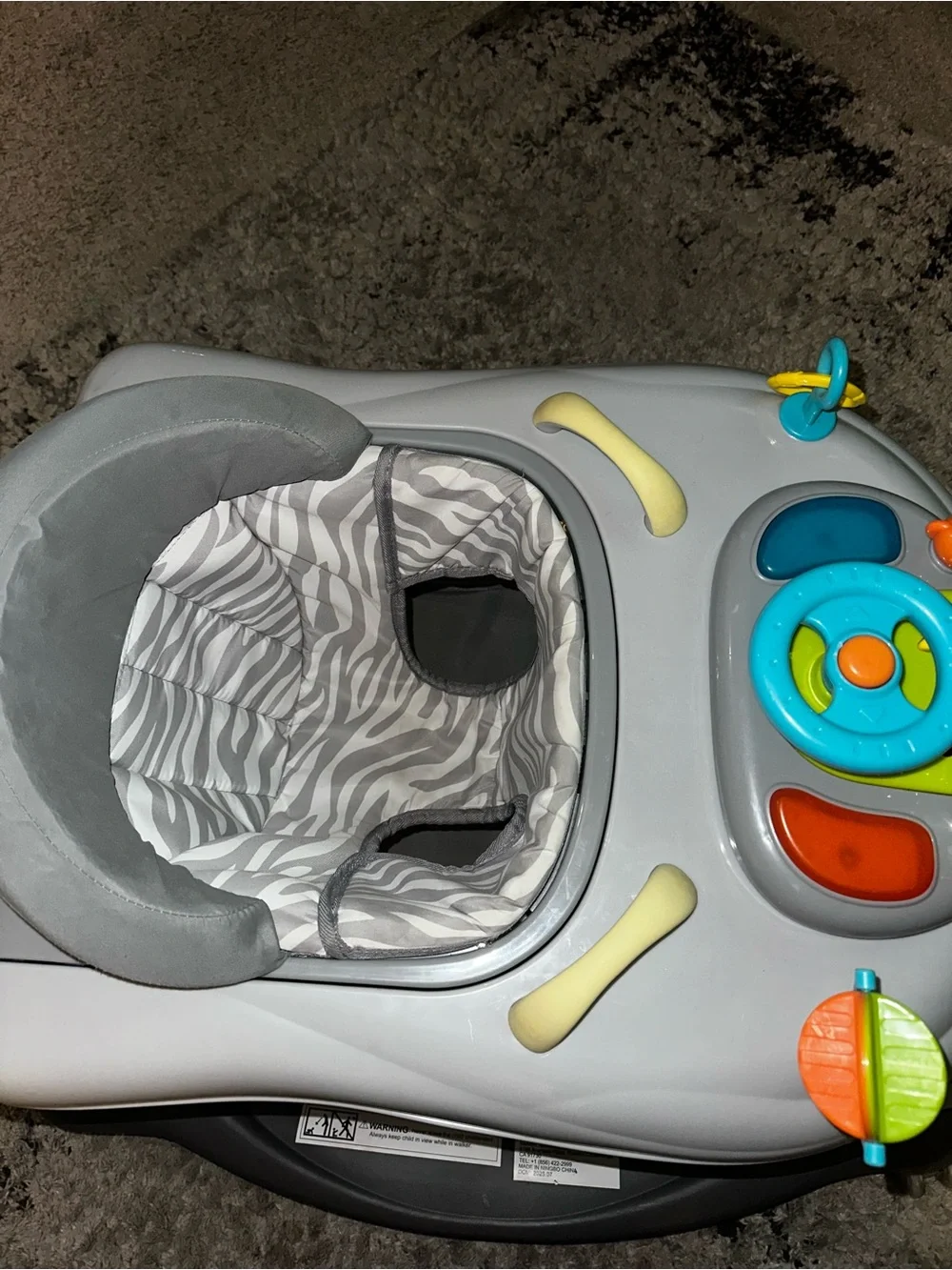 Gray and Green Baby Walker with Interactive Play Tray